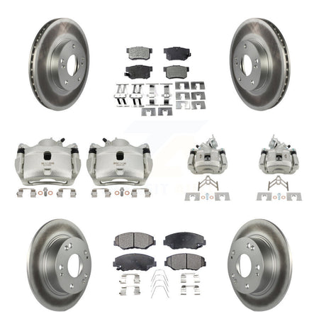 Front Rear Disc Brake Caliper Coat Rotor & Semi-Metallic Pad Kit (10Pc) For Honda Accord KCG-100827P