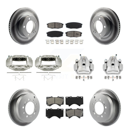 Front Rear Disc Brake Caliper Coat Rotors Semi-Metallic Pad Kit (10Pc) For Toyota Tundra KCG-100827S