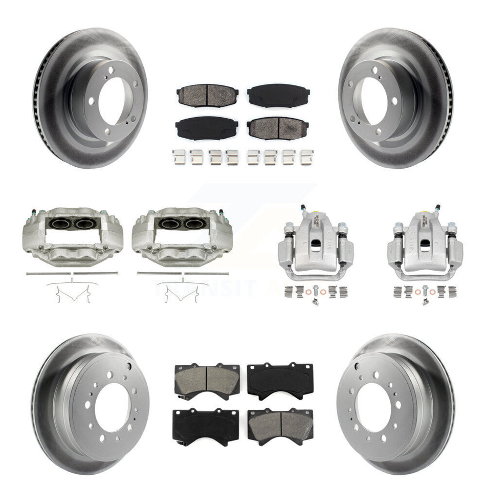 Front Rear Disc Brake Caliper Coat Rotors Semi-Metallic Pad Kit (10Pc) For Toyota Tundra KCG-100827S
