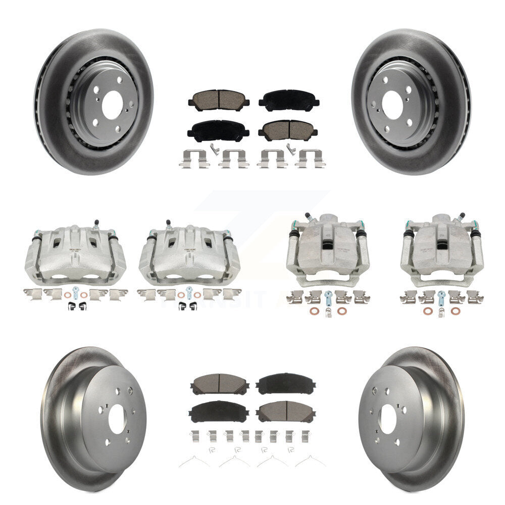 Front Rear Disc Brake Caliper Coat Rotors & Ceramic Pad Kit (10Pc) For Toyota Highlander KCG-100828C