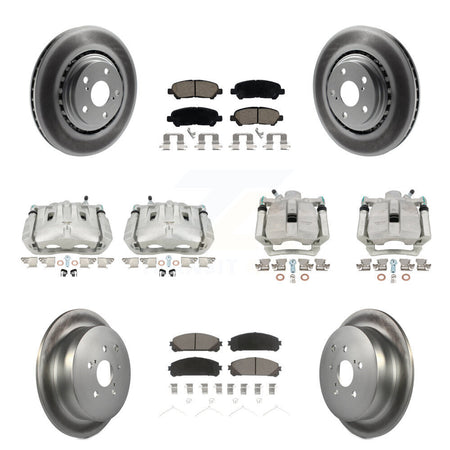 Front Rear Disc Brake Caliper Coat Rotors & Ceramic Pad Kit (10Pc) For Toyota Highlander KCG-100828C