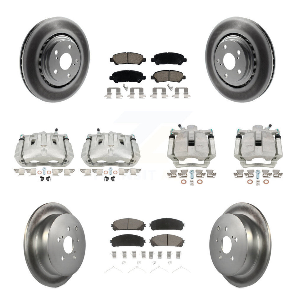 Front Rear Disc Brake Caliper Coat Rotors & Ceramic Pad Kit (10Pc) For Toyota Highlander KCG-100828C