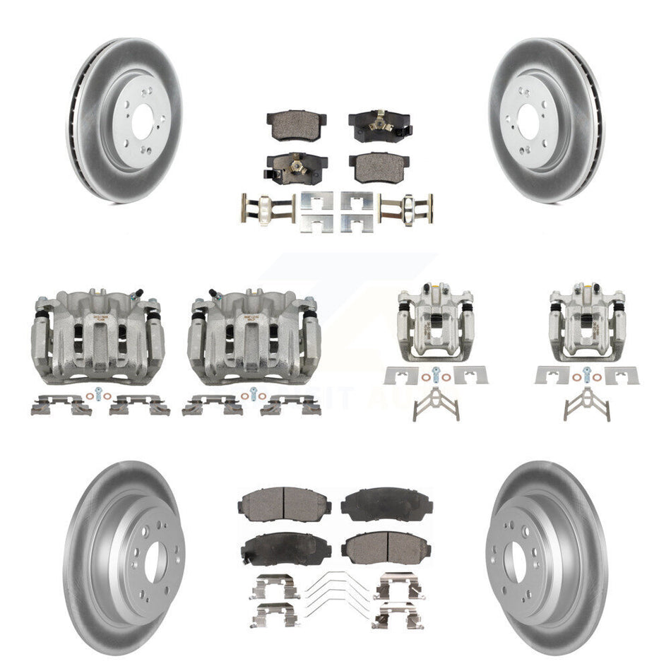 Front Rear Disc Brake Caliper Coat Rotors And Ceramic Pad Kit (10Pc) For Honda Crosstour KCG-100828T
