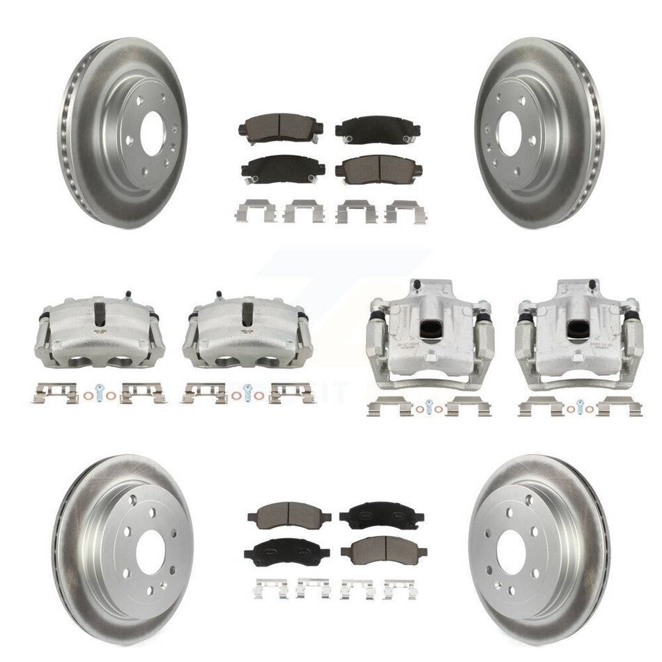Front Rear Brake Caliper Coat Rotors Ceramic Pad Kit (10Pc) For GMC Acadia Buick Enclave KCG-100829C