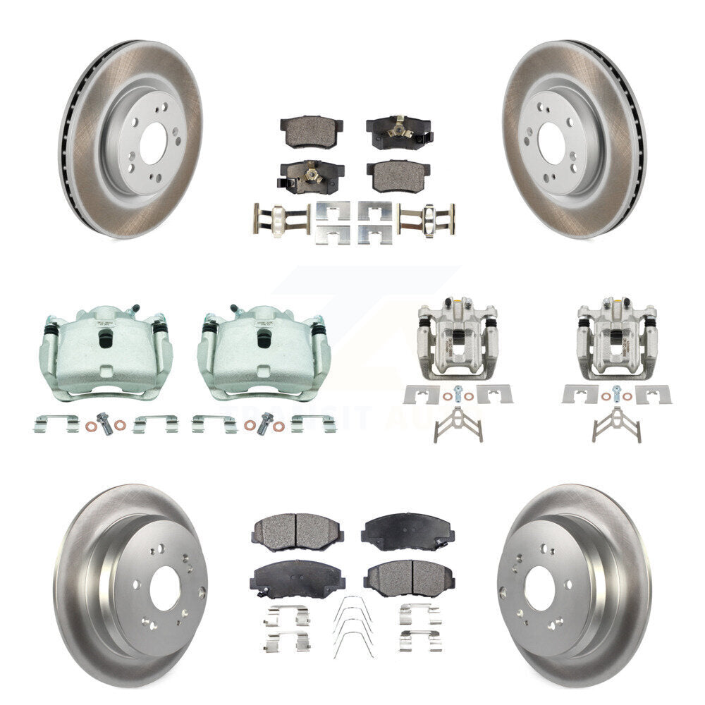 Front Rear Brake Caliper Coat Rotors Ceramic Pad Kit (10Pc) For 2012-2016 Honda CR-V FWD KCG-100829T