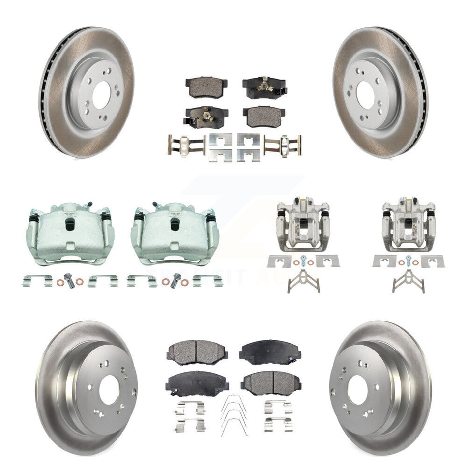 Front Rear Brake Caliper Coat Rotors Ceramic Pad Kit (10Pc) For 2012-2016 Honda CR-V FWD KCG-100829T
