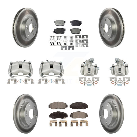 Front Rear Disc Brake Caliper Coat Rotors And Semi-Metallic Pad Kit (10Pc) For Acura CSX KCG-100830P