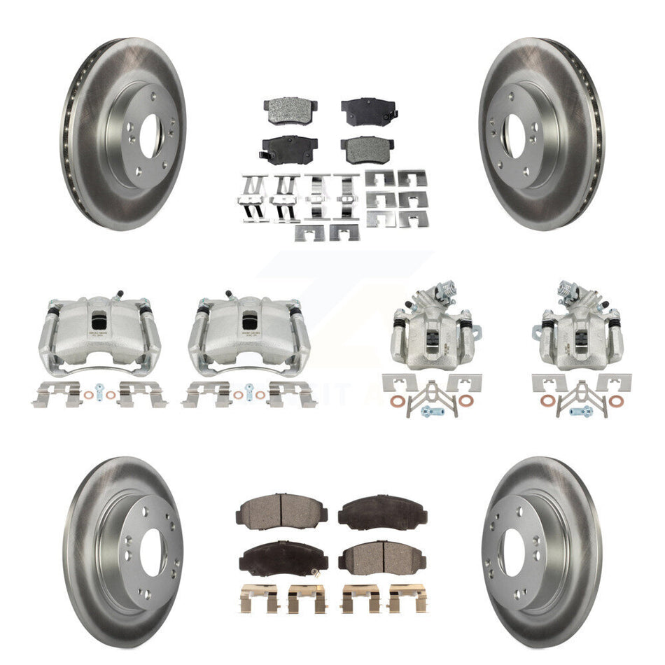 Front Rear Disc Brake Caliper Coat Rotors And Semi-Metallic Pad Kit (10Pc) For Acura CSX KCG-100830P