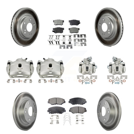Front Rear Brake Caliper Coat Rotor Semi-Metallic Pad Kit (10Pc) For 2013 Acura ILX 2.0L KCG-100832P