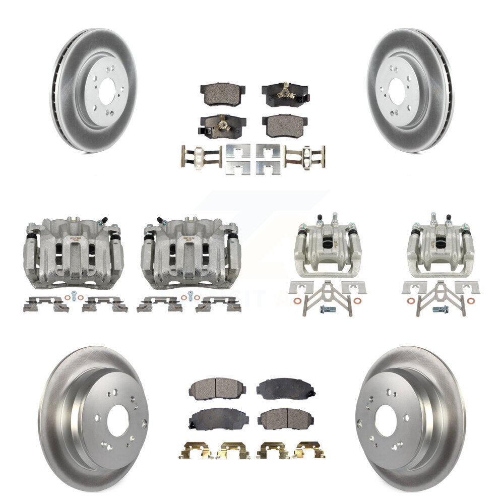 Front Rear Disc Brake Caliper Coat Rotor Ceramic Pad Kit (10Pc) For Honda CR-V Acura RDX KCG-100833T