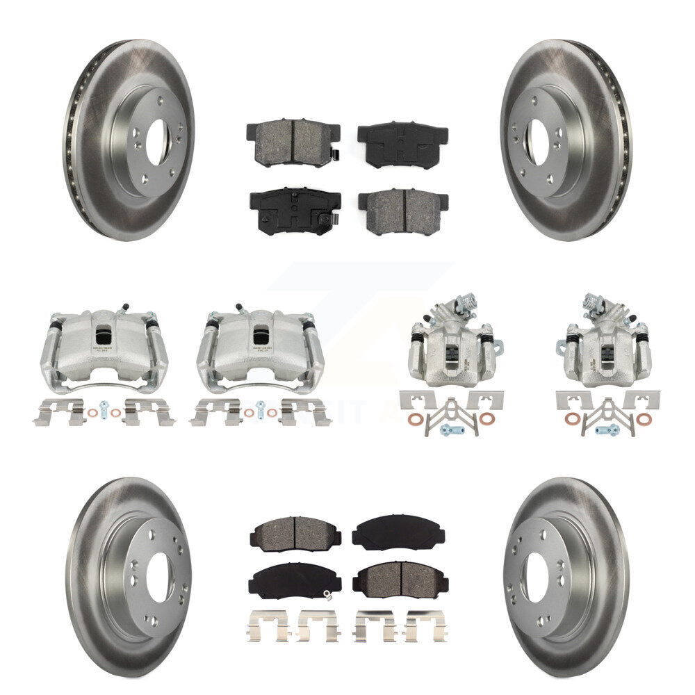 Front Rear Disc Brake Caliper Coat Rotors And Semi-Metallic Pad Kit (10Pc) For Acura CSX KCG-100834S