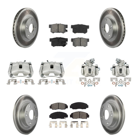 Front Rear Disc Brake Caliper Coat Rotors And Semi-Metallic Pad Kit (10Pc) For Acura CSX KCG-100834S