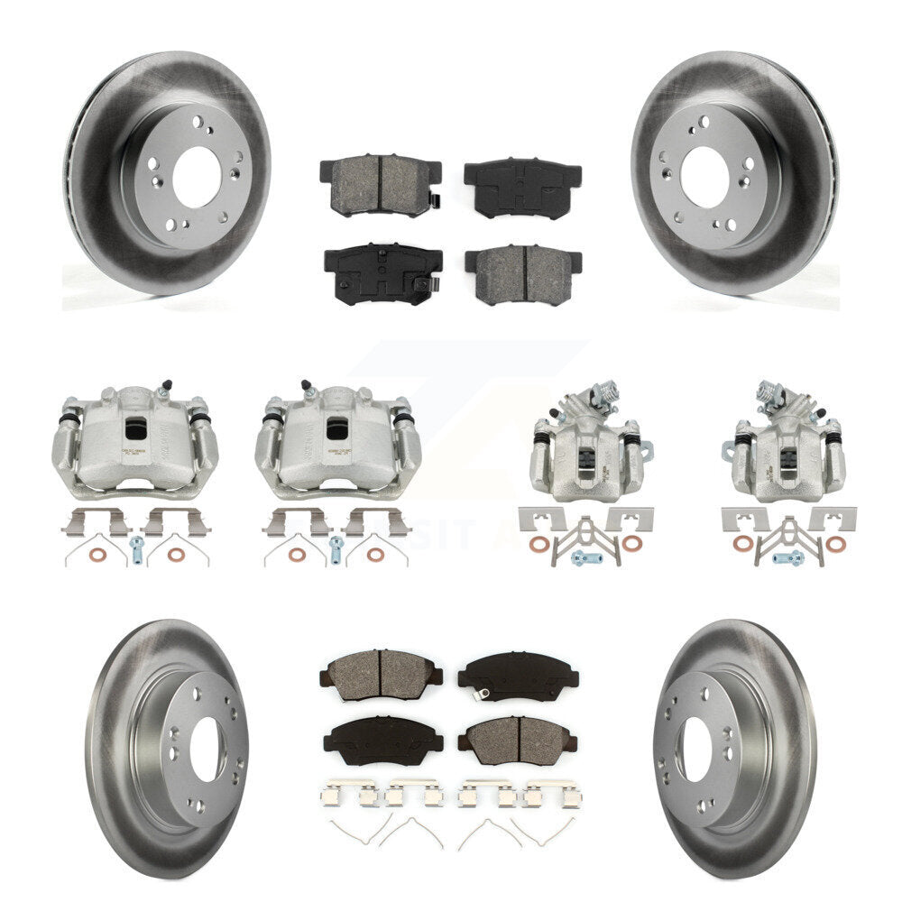 Front Rear Disc Brake Caliper Coat Rotor Semi-Metallic Pad Kit (10Pc) For Acura ILX 1.5L KCG-100835S