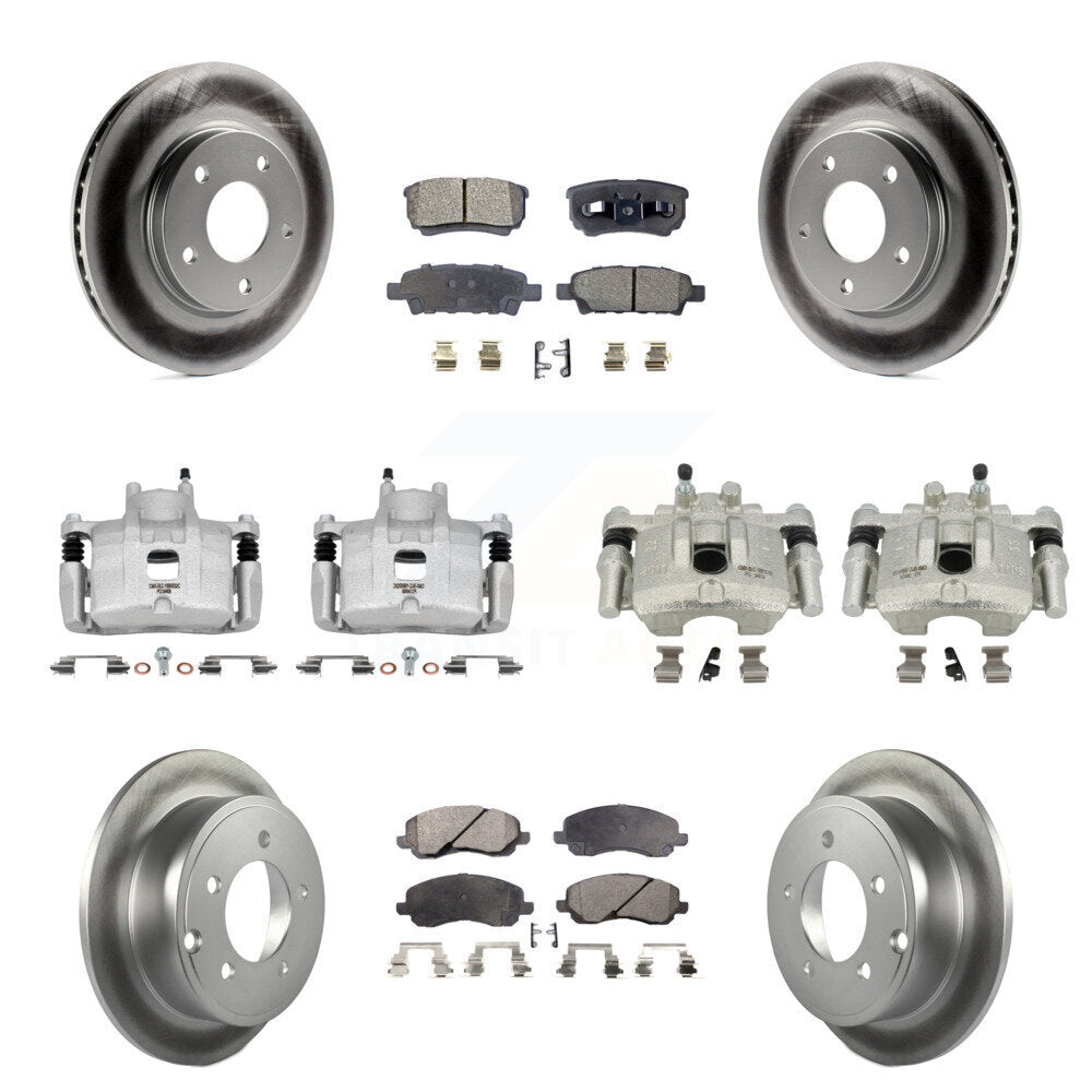Front Rear Disc Brake Caliper Coat Rotors & Ceramic Pad Kit (10Pc) For Mitsubishi Lancer KCG-100835T