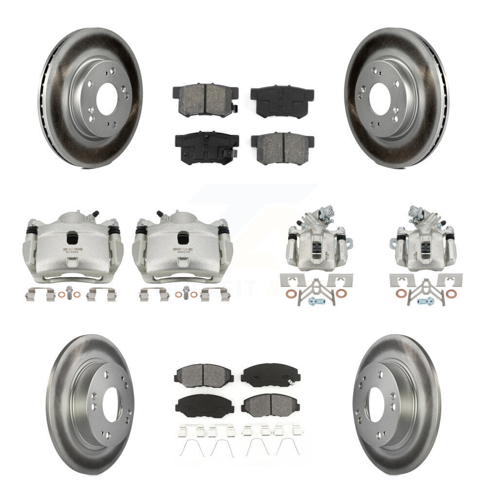 Front Rear Brake Caliper Coat Rotor Semi-Metallic Pad Kit (10Pc) For 2013 Acura ILX 2.0L KCG-100836S