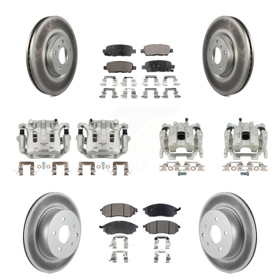 Front Rear Brake Caliper Coat Rotor & Semi-Metallic Pad Kit (10Pc) For INFINITI G37 QX50 KCG-100838P