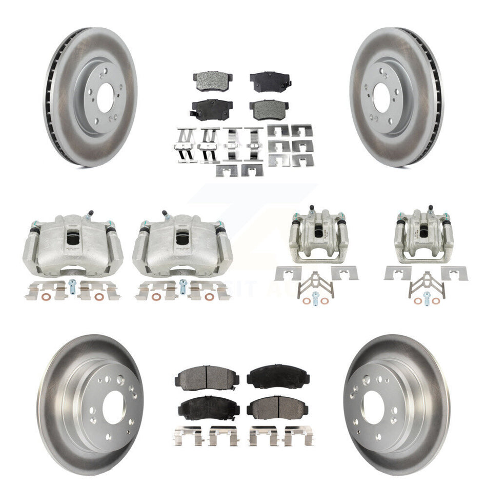 Front Rear Disc Brake Caliper Coated Rotors And Ceramic Pads Kit (10Pc) For 2004-2005 Acura TL Automatic transmission KCG-100838T