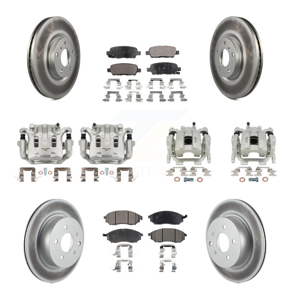 Front Rear Brake Caliper Coat Rotor Semi-Metallic Pad Kit (10Pc) For 08-12 INFINITI EX35 KCG-100839P