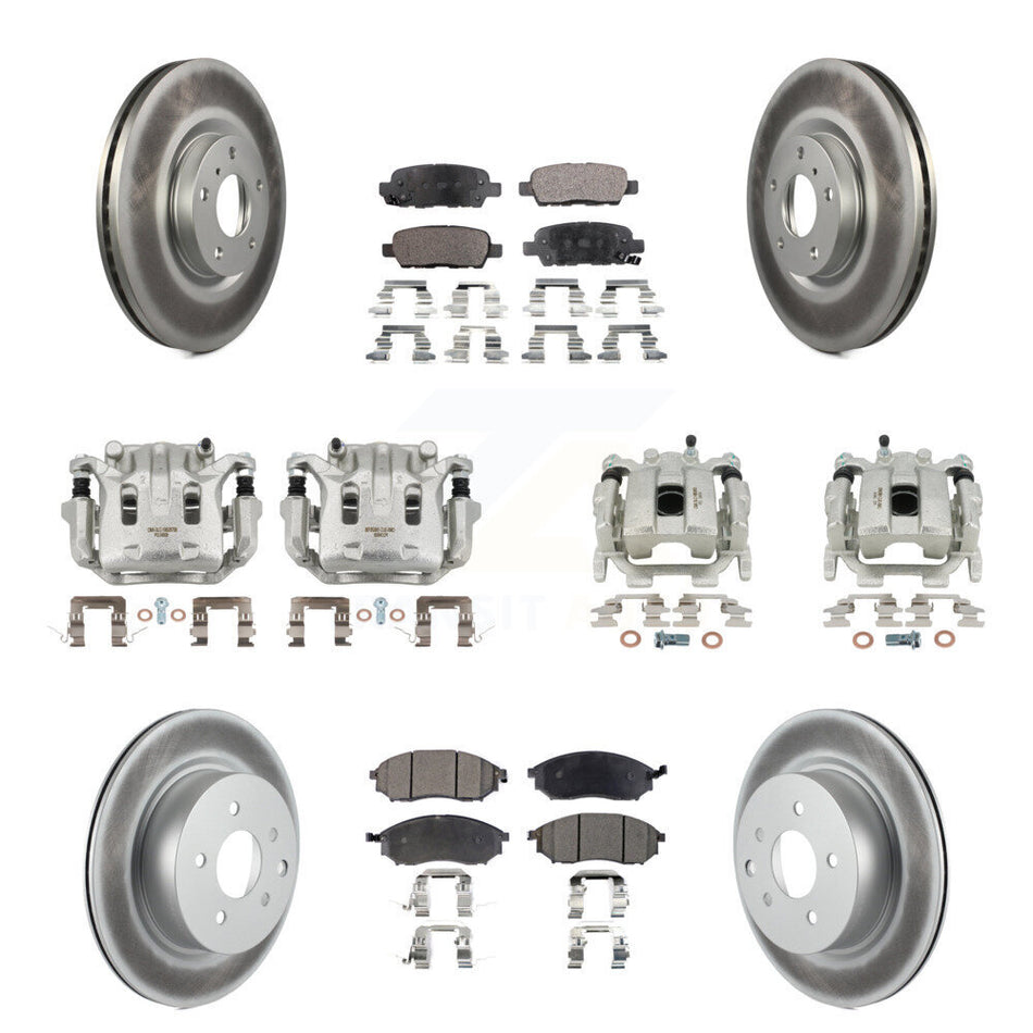 Front Rear Brake Caliper Coat Rotor Semi-Metallic Pad Kit (10Pc) For 08-12 INFINITI EX35 KCG-100839P