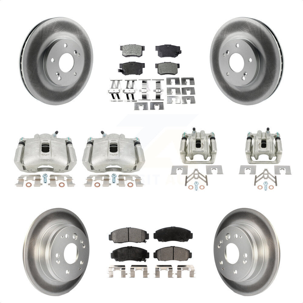 Front Rear Disc Brake Caliper Coated Rotors And Ceramic Pads Kit (10Pc) For Acura TL KCG-100840T by Transit Auto