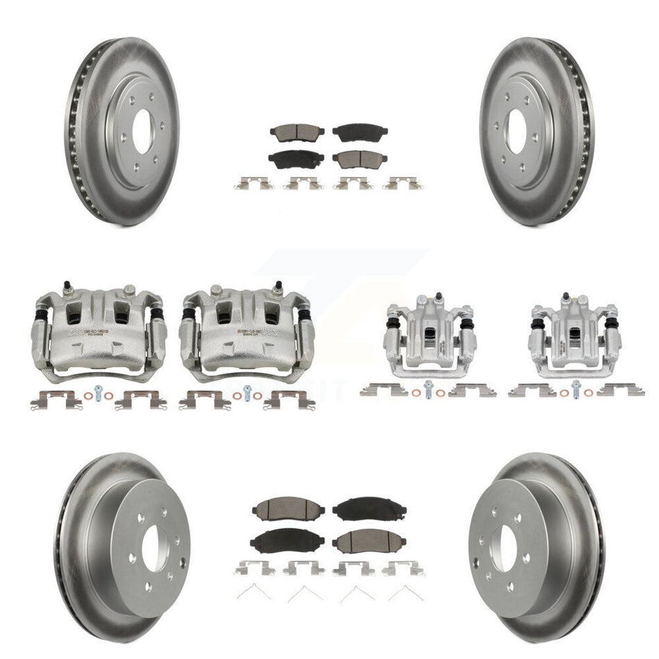 Front Rear Brake Caliper Coat Rotors & Ceramic Pad Kit (10Pc) For Nissan Frontier Suzuki KCG-100841C