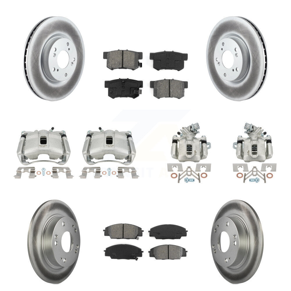 Front Rear Brake Caliper Coat Rotors & Semi-Metallic Pad Kit (10Pc) For Acura CSX Type-S KCG-100841S