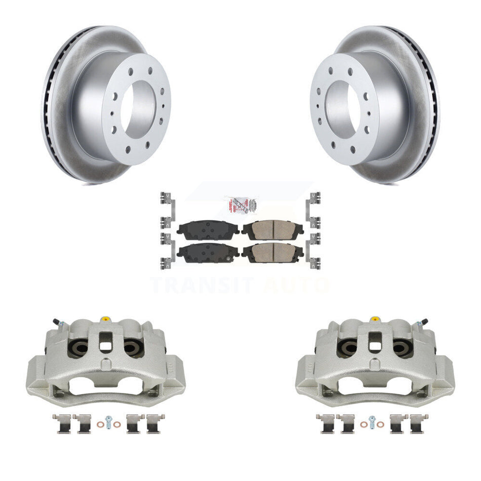 Rear Brake Caliper Coat Rotor & Ceramic Pad Kit For Chevrolet Suburban With 8 Lug Wheels KCG-100842N