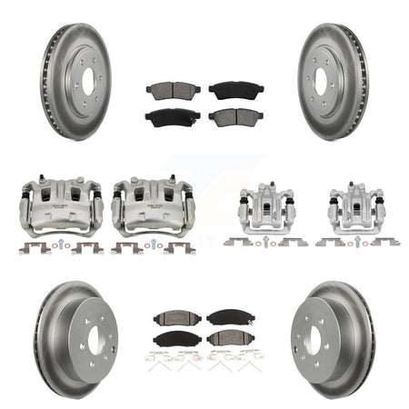 Front Rear Brake Caliper Coat Rotor And Semi-Metallic Pad Kit (10Pc) For Nissan Frontier KCG-100842S