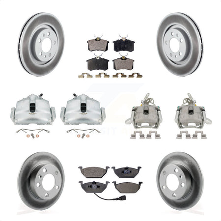 Front Rear Disc Brake Caliper Coated Rotors And Ceramic Pads Kit (10Pc) For 2006 Volkswagen Jetta 2.0L With 280mm Diameter Rotor 7th 8th Digit Of VIN Is "9M" Or "1J" KCG-100842T by Transit Auto