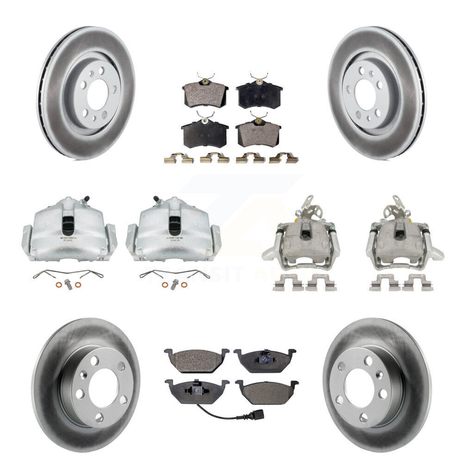 Front Rear Disc Brake Caliper Coated Rotors And Ceramic Pads Kit (10Pc) For 2006 Volkswagen Jetta 2.0L With 280mm Diameter Rotor 7th 8th Digit Of VIN Is "9M" Or "1J" KCG-100842T