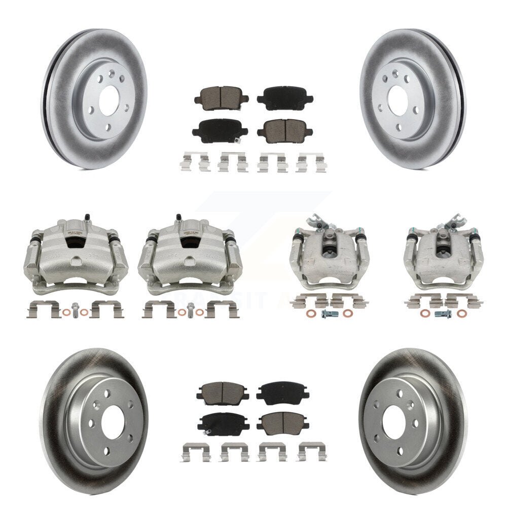 Front Rear Disc Brake Caliper Coat Rotors And Ceramic Pad Kit (10Pc) For Chevrolet Cruze KCG-100843C