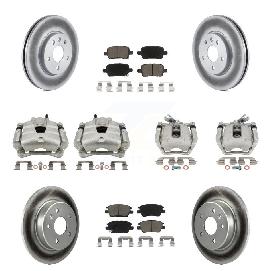 Front Rear Disc Brake Caliper Coat Rotors And Ceramic Pad Kit (10Pc) For Chevrolet Cruze KCG-100843C
