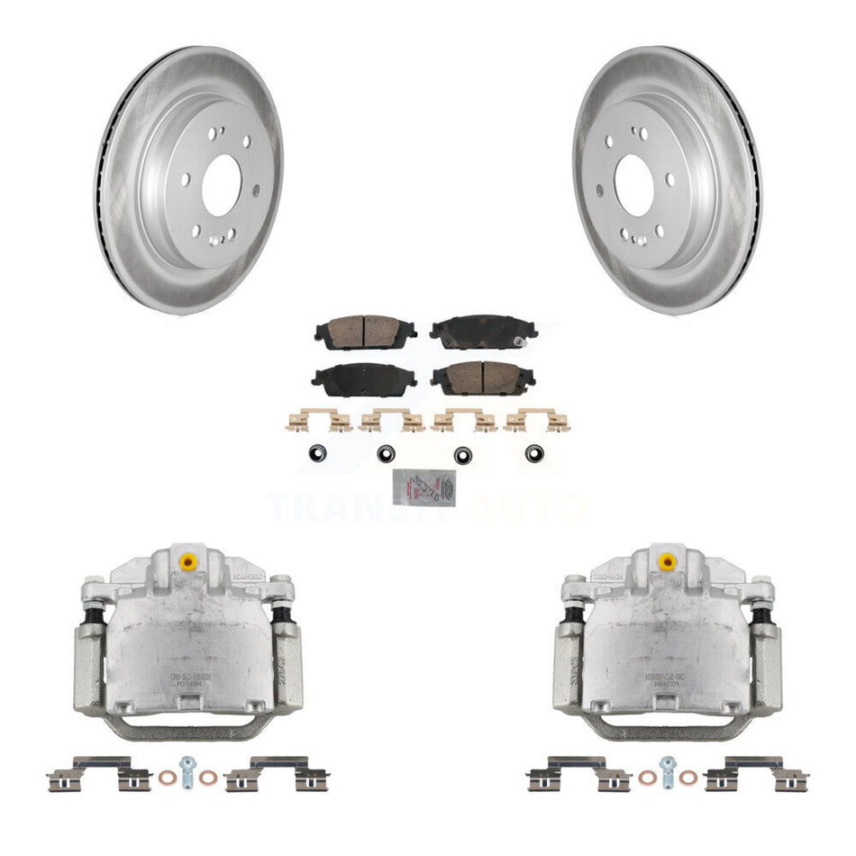 Rear Brake Caliper Coat Rotor Ceramic Pad Kit For Chevrolet Silverado 1500 LD GMC Sierra KCG-100843N