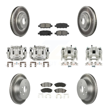 Front Rear Brake Caliper Coat Rotors Semi-Metallic Pad Kit (10Pc) For Nissan Murano QX70 KCG-100844S