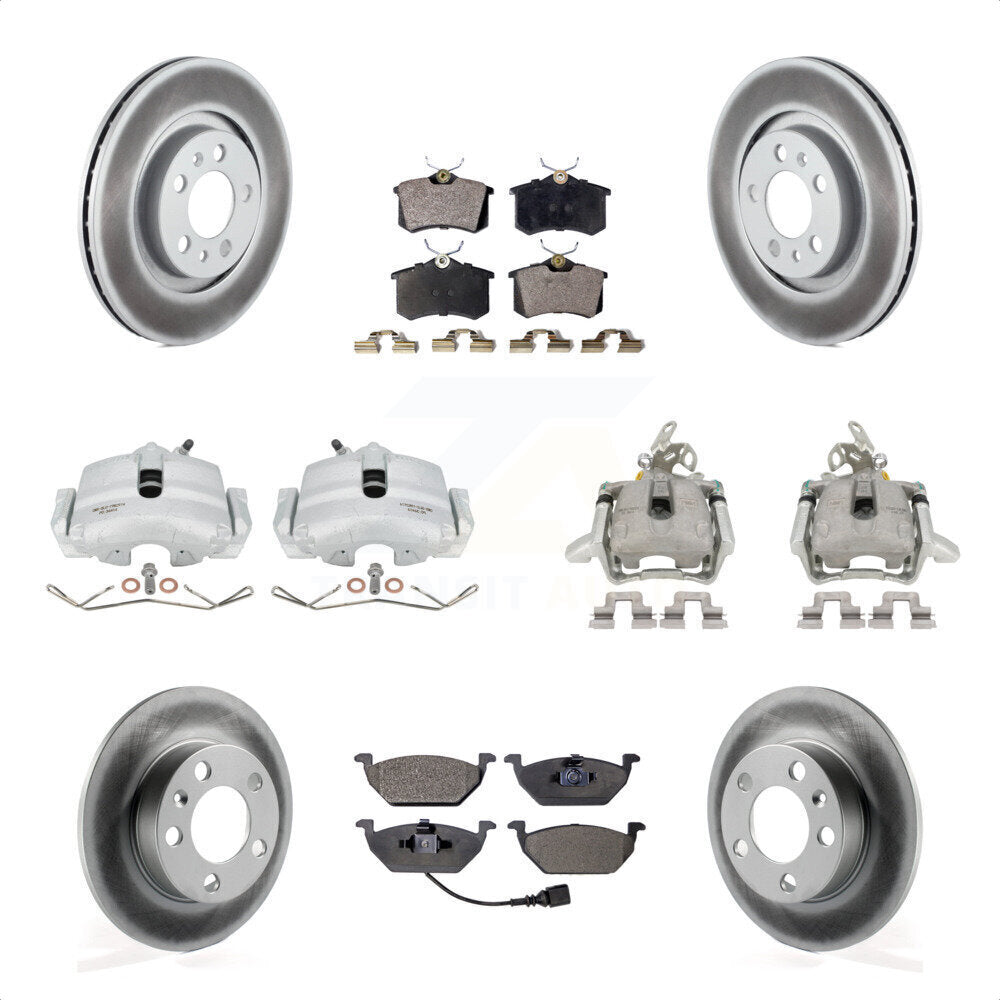 Front Rear Disc Brake Caliper Coat Rotors & Ceramic Pad Kit (10Pc) For 2006 Volkswagen Jetta 2.5L 1.9L With 280mm Diameter Rotor 7th And 8th Digit Of VIN Is "9M" Or "1J" KCG-100844T by Transit Auto