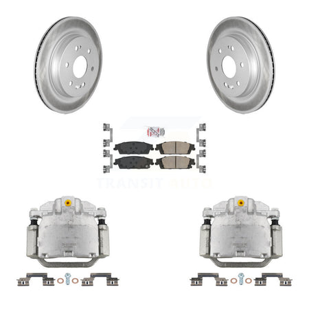 Rear Brake Caliper Coat Rotor Ceramic Pad Kit For Chevrolet Silverado 1500 LD GMC Sierra KCG-100845N