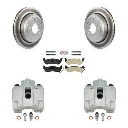 Rear Disc Brake Caliper Coated Rotors And Semi-Metallic Pads Kit For 2010-2011 Ford Ranger KCG-100846N by Transit Auto