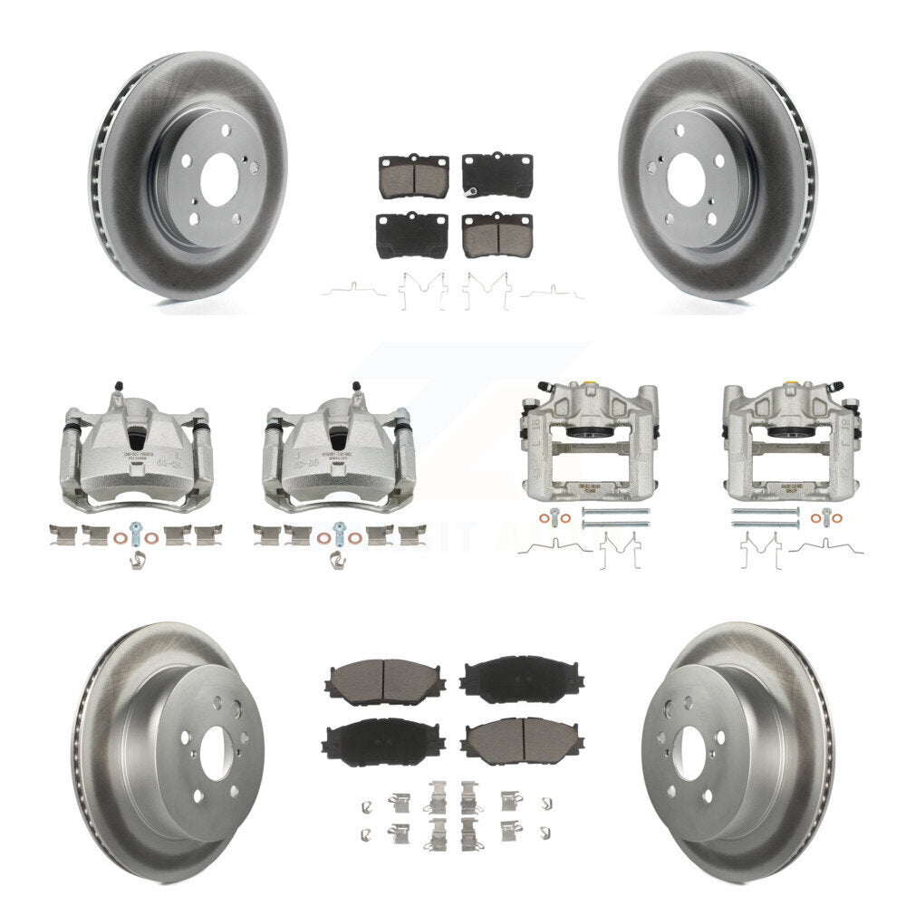 Front Rear Brake Caliper Coat Rotor & Ceramic Pad Kit (10Pc) For 2010-2013 Lexus IS250 C KCG-100847C