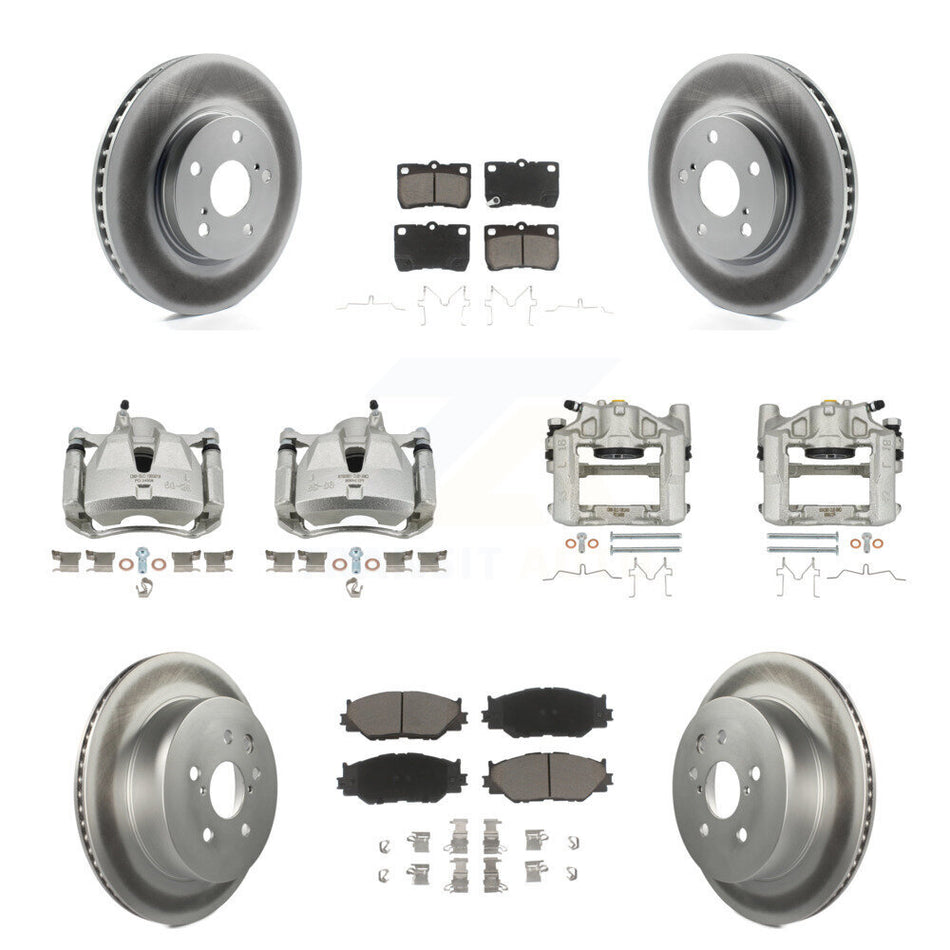 Front Rear Brake Caliper Coat Rotor & Ceramic Pad Kit (10Pc) For 2010-2013 Lexus IS250 C KCG-100847C