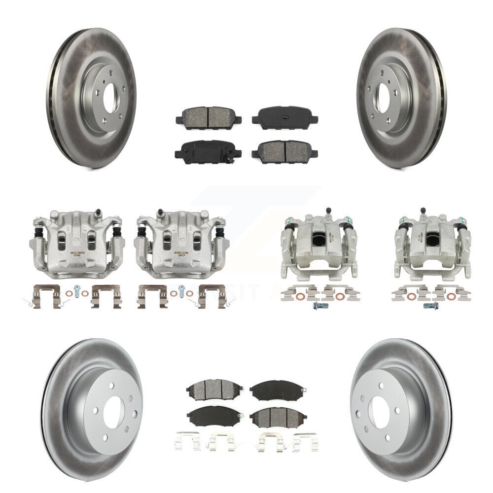 Front Rear Brake Caliper Coat Rotor & Semi-Metallic Pad Kit (10Pc) For INFINITI G37 QX50 KCG-100847S