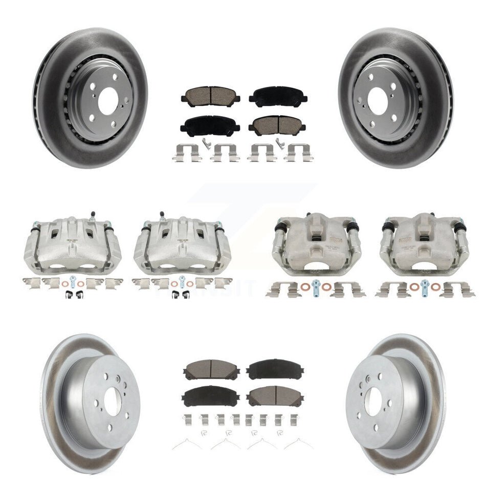 Front Rear Disc Brake Caliper Coat Rotors & Ceramic Pad Kit (10Pc) For Toyota Highlander KCG-100848C