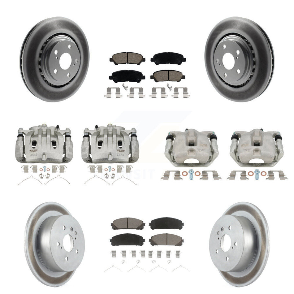 Front Rear Disc Brake Caliper Coat Rotors & Ceramic Pad Kit (10Pc) For Toyota Highlander KCG-100849C