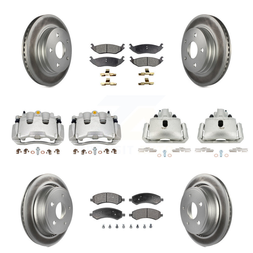 Front Rear Brake Caliper Coat Rotors & Semi-Metallic Pad Kit (10Pc) For Ram 1500 Classic KCG-100849P