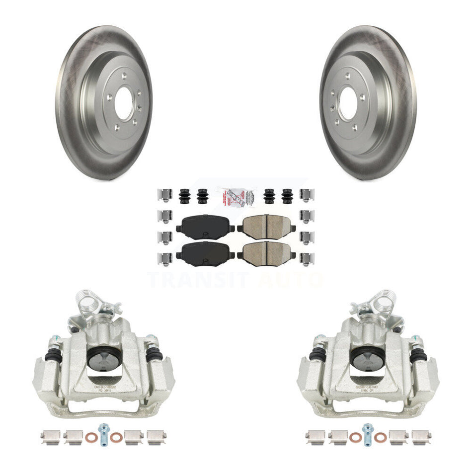Rear Disc Brake Caliper Coated Rotors And Ceramic Pads Kit For Ford Explorer Taurus Flex Lincoln MKT KCG-100850N