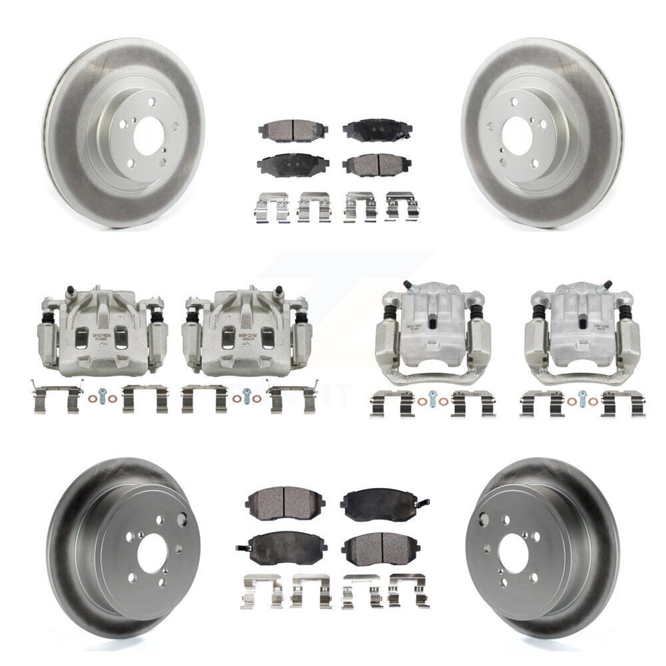 Front Rear Disc Brake Caliper Coated Rotors And Ceramic Pad Kit (10Pc) For Subaru Legacy KCG-100850T