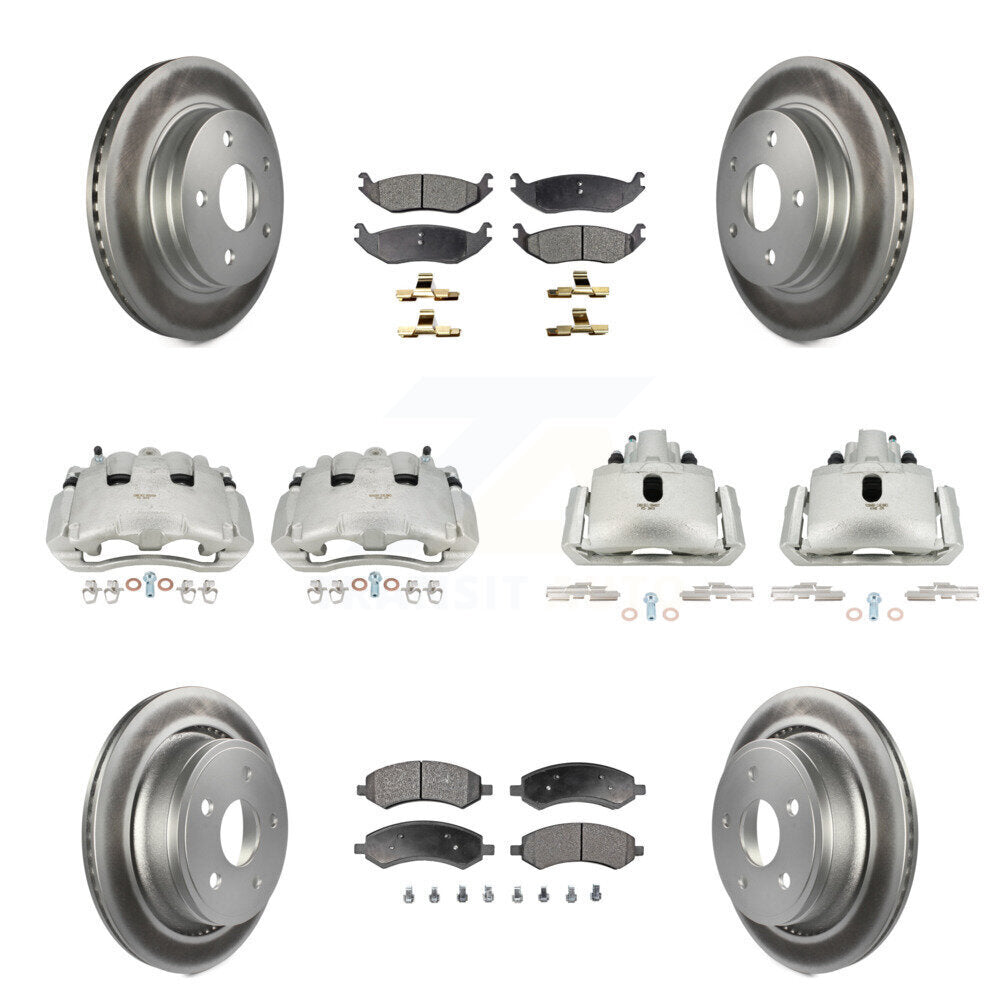 Front Rear Disc Brake Caliper Coat Rotor Semi-Metallic Pad Kit (10Pc) For Dodge Ram 1500 KCG-100851P