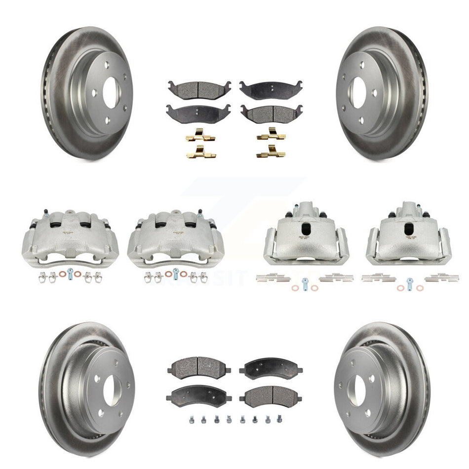 Front Rear Disc Brake Caliper Coat Rotor Semi-Metallic Pad Kit (10Pc) For Dodge Ram 1500 KCG-100851P