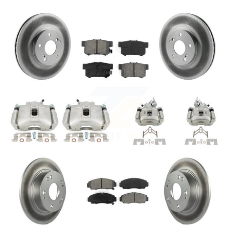 Front Rear Brake Caliper Coat Rotors Semi-Metallic Pad Kit (10Pc) For Honda Accord Acura KCG-100851S
