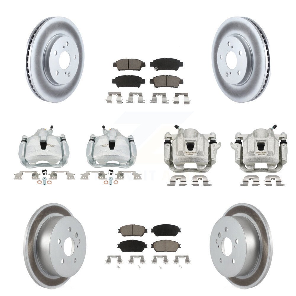 Front Rear Brake Caliper Coat Rotor & Ceramic Pad Kit (10Pc) For 2004-2010 Toyota Sienna KCG-100852C