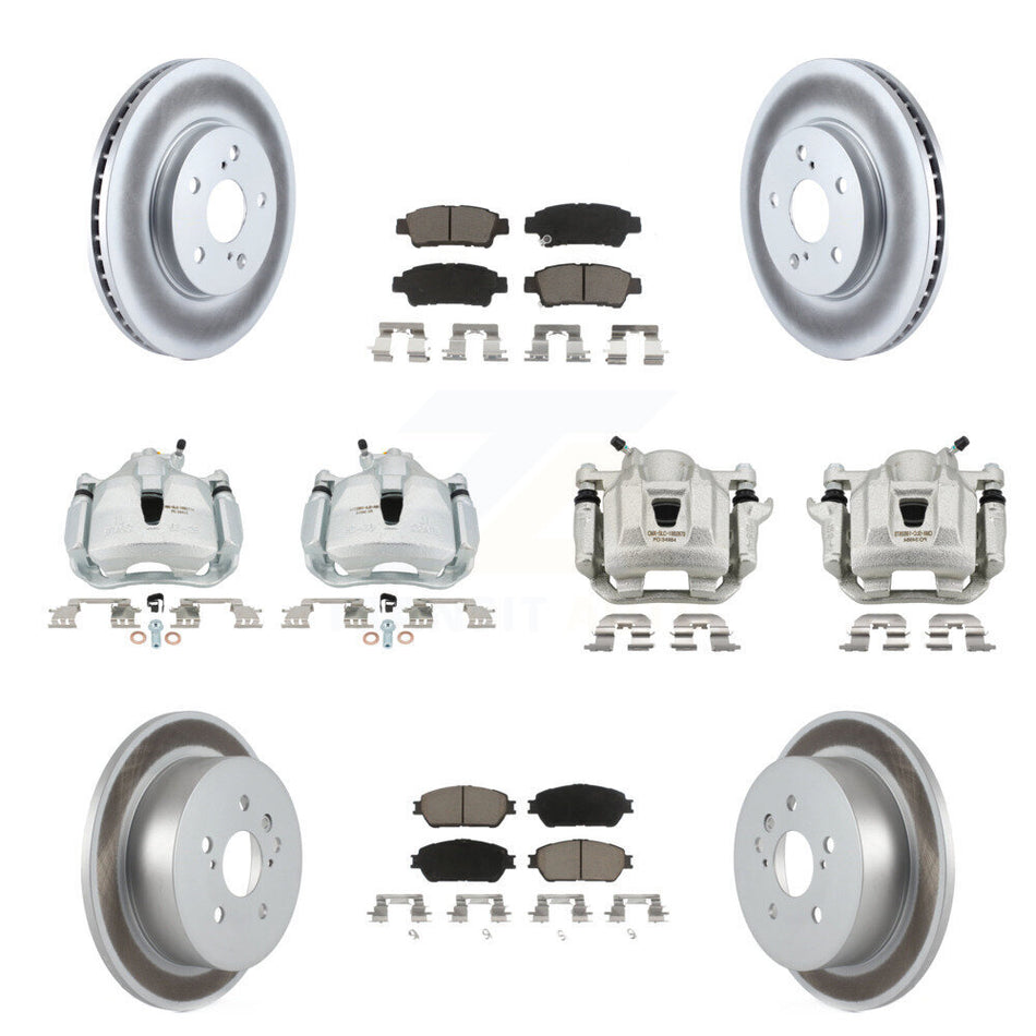 Front Rear Brake Caliper Coat Rotor & Ceramic Pad Kit (10Pc) For 2004-2010 Toyota Sienna KCG-100852C